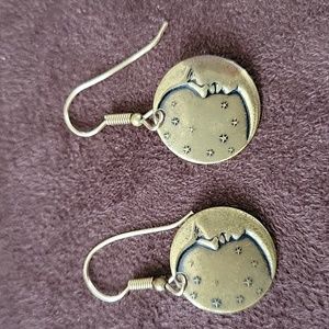 Vintage Crescent Moon Bronze Earrings